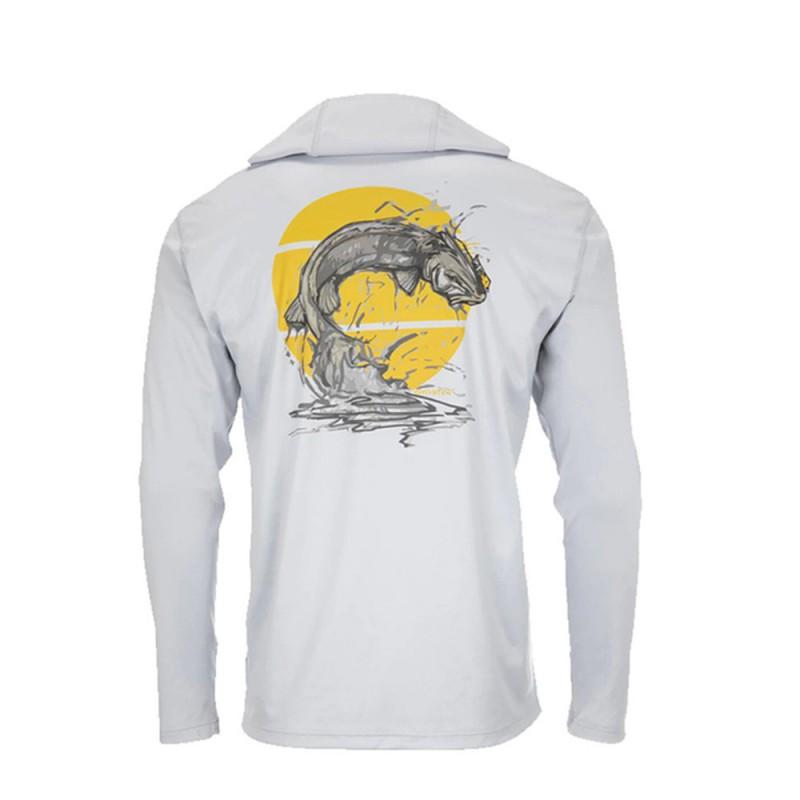 Mens Quick-Dry UV Protection Long Sleeve Hooded Fishing Shirt Summer Outdoor Angling Cycling Sports