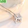 New 925 Sterling Silver Women Necklaces Fashion Love Cube Pendant High Quality Zircon Clavicle Chain Jewelry Length 45cm