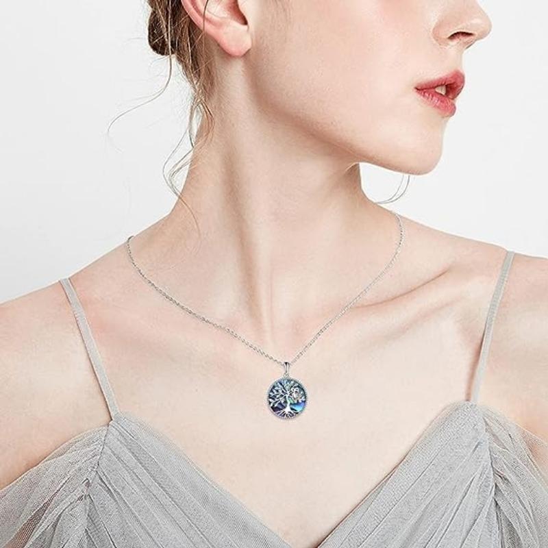 Кулон 'Сова Древо Жизни' с раковиной Абалона Женственный Шарм Не Тускнеющая Титановая Стальная Цепь Модные Ювелирные Аксессуары