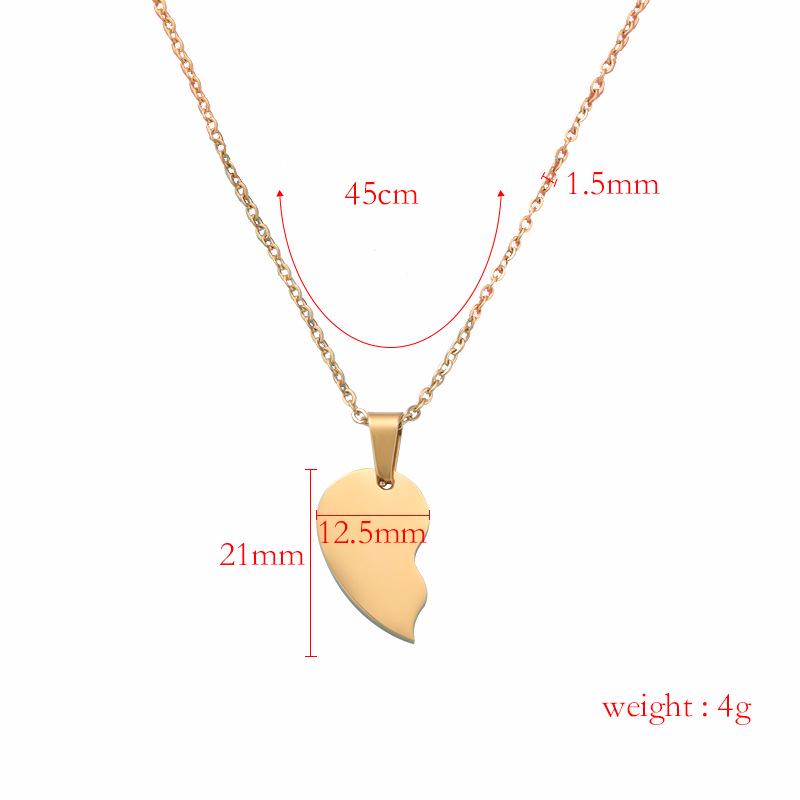 Cross-border Couple Titanium Steel Split Heart Pendant Necklace Set