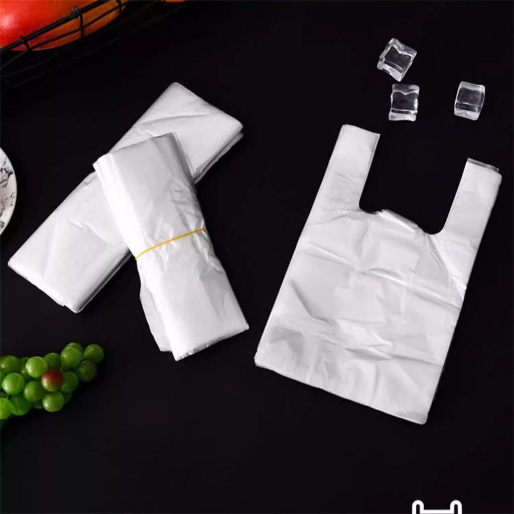 100pcs Food Grade Bag With Handle Food Packaging Bag For Supermarket Store Grocery ,20*30,