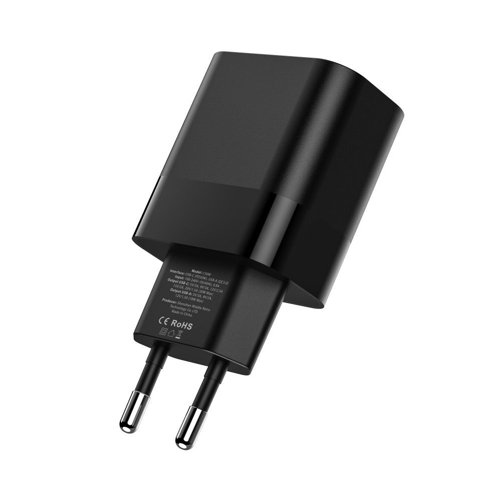 Tech-Protect C30W 2-Port Network Charger Pd30W/Qc3.0 Black