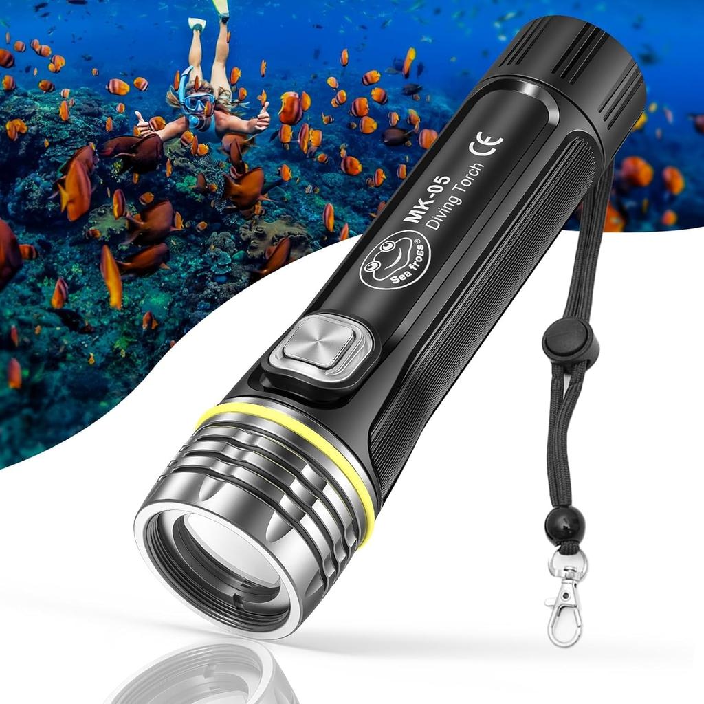 Diving Light LED Flashlight Waterproof 2000 Lumens IPX8 3 Modes Underwater Light Diving Light Handy Light Disaster Prevention Supplies Spearfishing