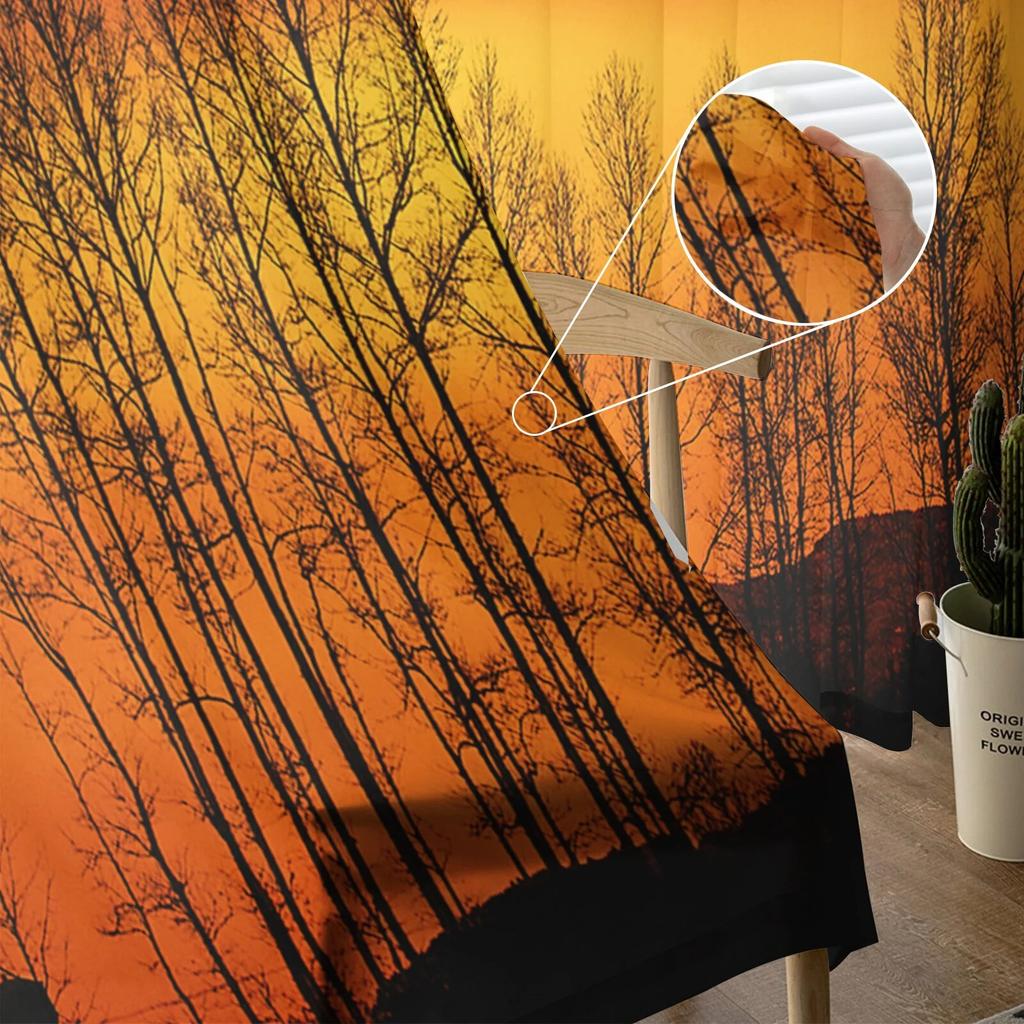 Sunset Woods Bird Silhouette Window Curtain for Bedroom Sheer Curtain for Living Room Luxury Tulle Curtain for Kitchen