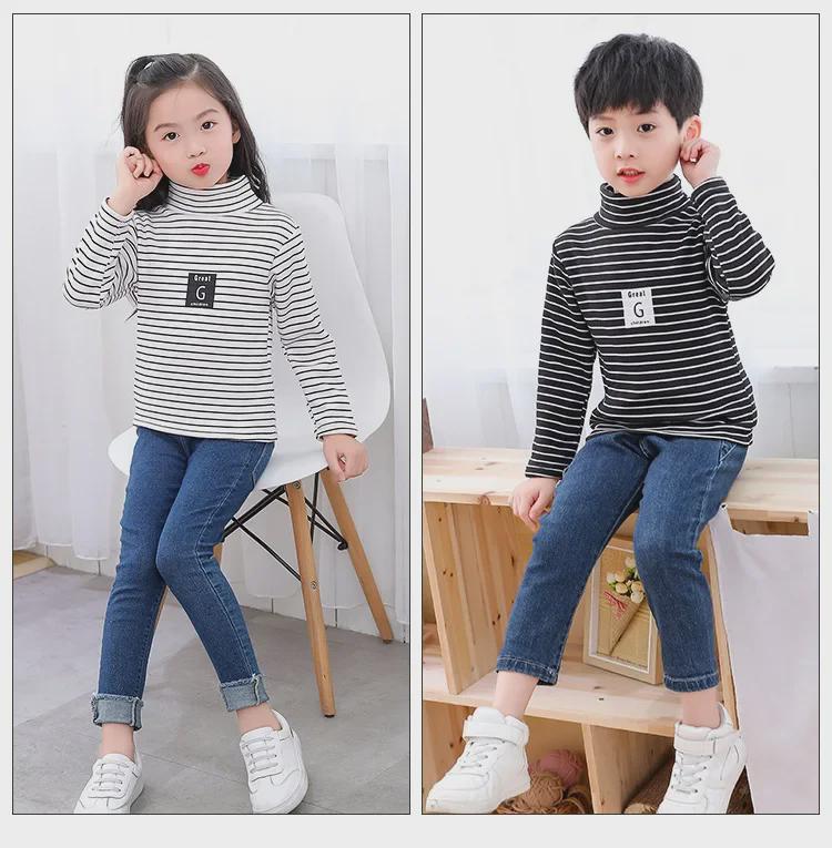 Детский уютный бархатный свитер - теплый топ со средним воротником для мальчиков и девочек (Осень зима)