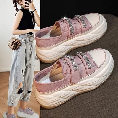 Женские туфли на толстой подошве с высоким каблуком белого цвета, лето 2024, новый стиль, мода, универсальный весенний тренд, удобные повседневные кроссовки