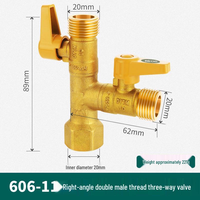 Shieldyun Gas Three-Way Valve with Switch for Natural Gas Meter Pipeline - Ball Valve Connector