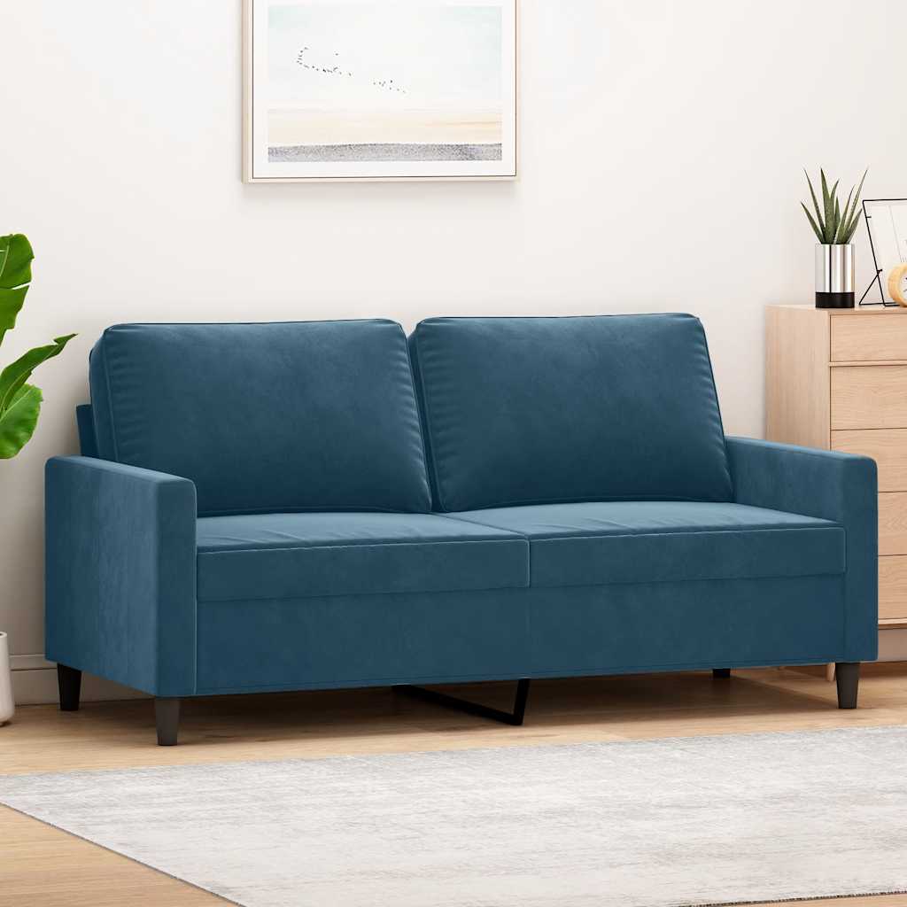 2 Seater Sofa Blue 140 cm Velvet