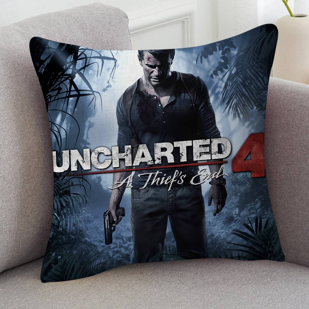 Game Uncharted Cute Cartoon L Game Cushion Cover Pillowcase Upholstery Sofa Throw Pillow Home Decor Pillowcas