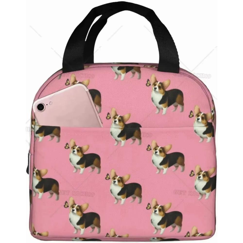 Сумка для ланча Corgis Dog Flower для взрослых, изолированный ланч-бокс с милым рисунком, многоразовая сумка для ланча для учебы, работы, пикника