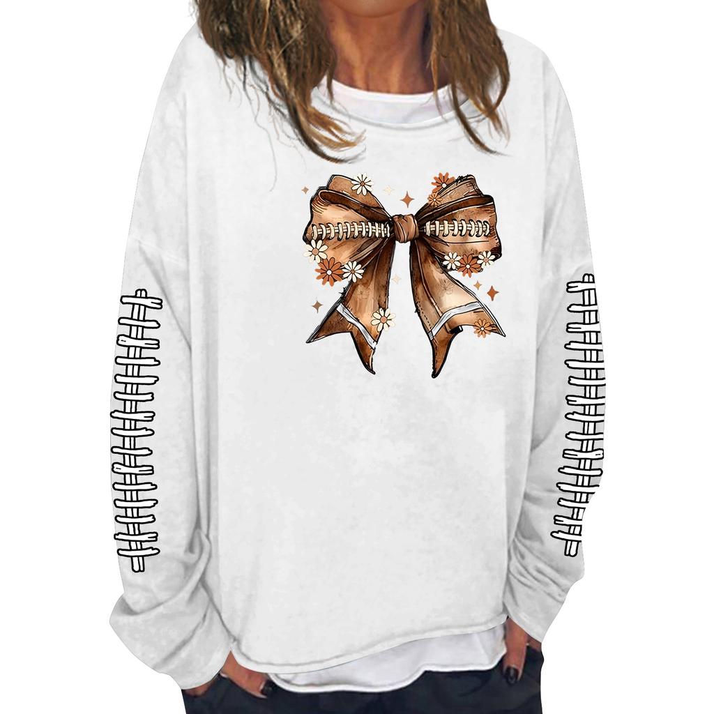 Женская модная повседневная толстовка с длинным рукавом и круглым вырезом с принтом