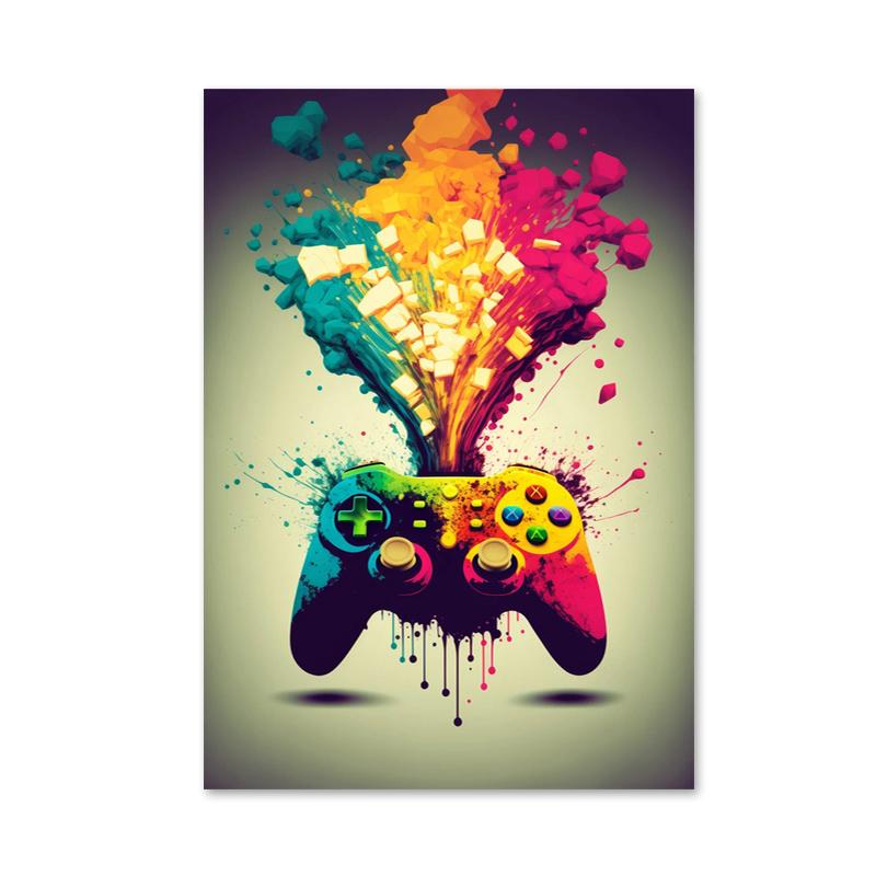 Мультяшные игровые контроллеры, консольные постеры и принты, наушники, холст, картины, настенное искусство для бара, игровая комната, домашний декор