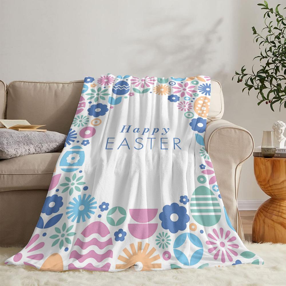 GUOYU Blanket Happy Easter Throw Soft Flannel Throw Summer Blanket Lightweight Cozy Nap Blanket for Sofa Bed Travel