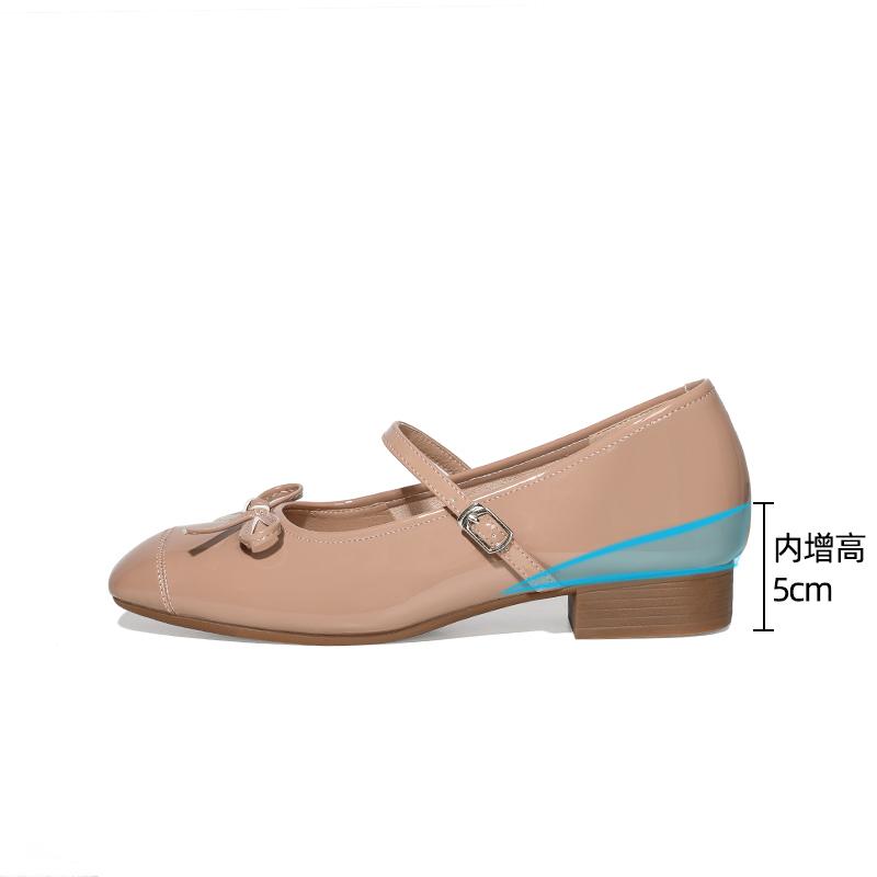 Мода 2025 Новая мода Внутренние туфли Мэри Джейн на танкетке Женские туфли с квадратным носком и мелким вырезом Кожаные летние одинарные туфли