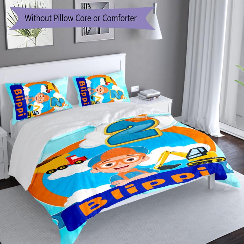 3pcs Blippi pattern bedding set duvet cover set includes duvet cover &pillowcases, perfect all season bedroom decoration & gift