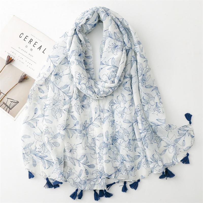 Thin Fashion Aztec Paisley Floral Tassel Viscose Shawl Scarf High Quality Wrap Pashmina Stole Bufandas Muslim Hijab 180*90Cm