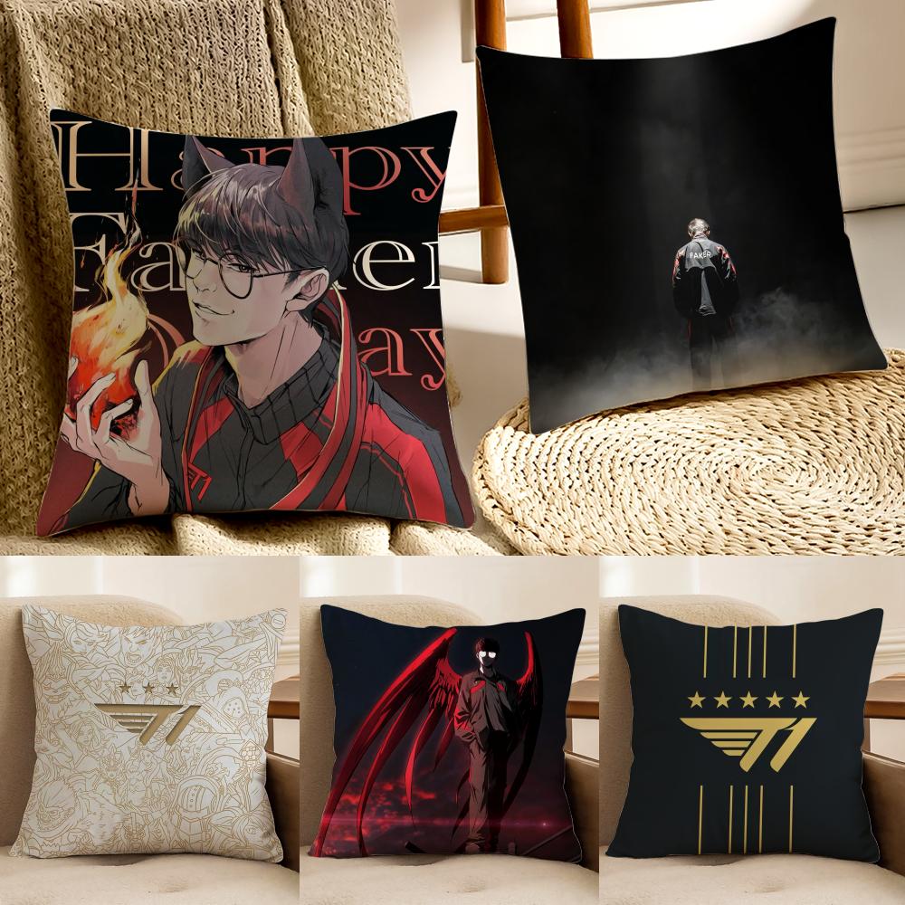 Korean LOLS SKT T1 2024 Five Champion FFaker Cushion Cover Pillowcase Antidustmite living Room Sofa Decor Cushion Room