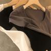 Летняя корейская версия, новая короткая женская студенческая футболка с U-образным вырезом и короткими рукавами, женский топ