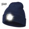 Unisex Outdoor Winter Accessory LED Hat with Light, USB Rechargeable Headlamp Skull Cap, Lighting Warm Knitted Cap for Men, Women, Gear Usb