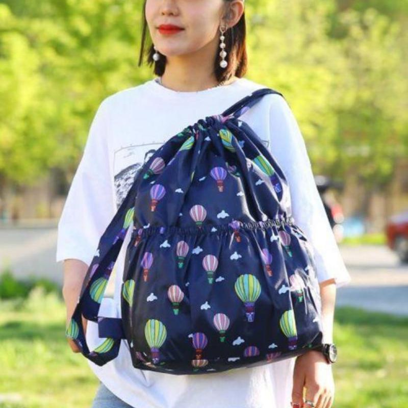 Drawstring Backpack Waterproof Lightweight Fitness Women's Drawstring Shopping Bag Folding Travel Sport Simple Backpack