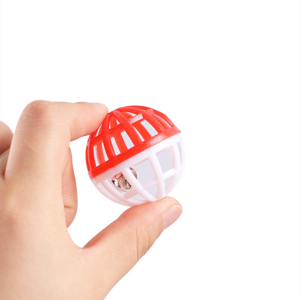 Random Color 3.8cm Plastic PET Hollow With Bells Training Tools Cat Toys Pet Supplies Throw Ball