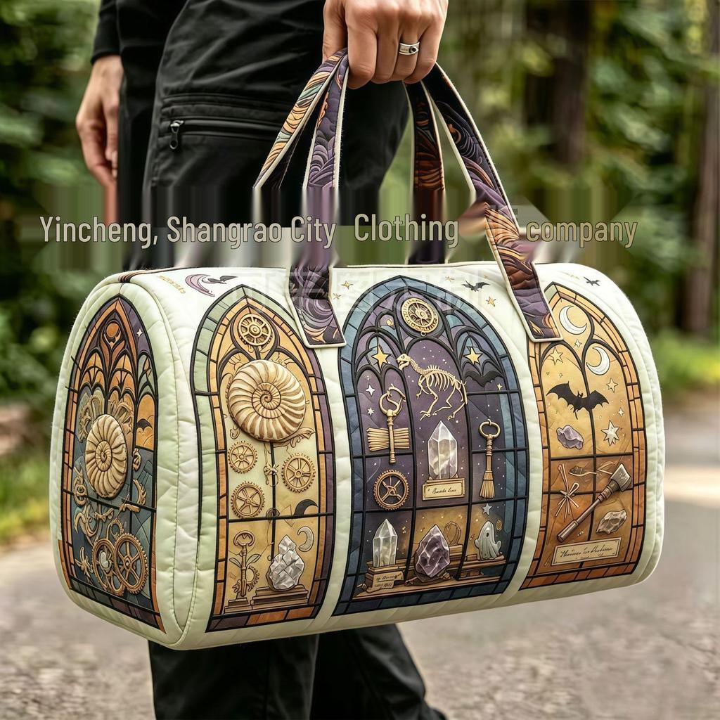 3D Gothic Stained Glass Print Halloween Gym Bag - Multi-functional Travel Bag