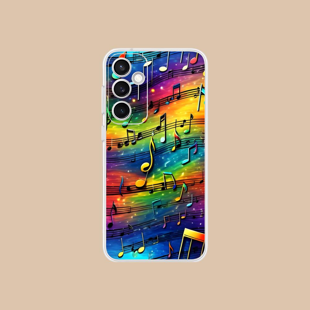 Чехол для телефона Samsung Galaxy S25 S24 S23 S22 S21Plus FE Ultra с изображением нотного стана, прозрачный, цветной, чехол для смартфона