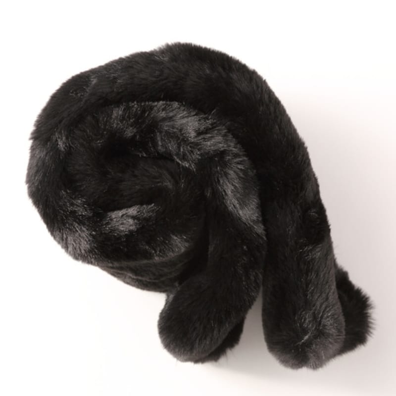 Широкий меховой шарф LALA - Черный