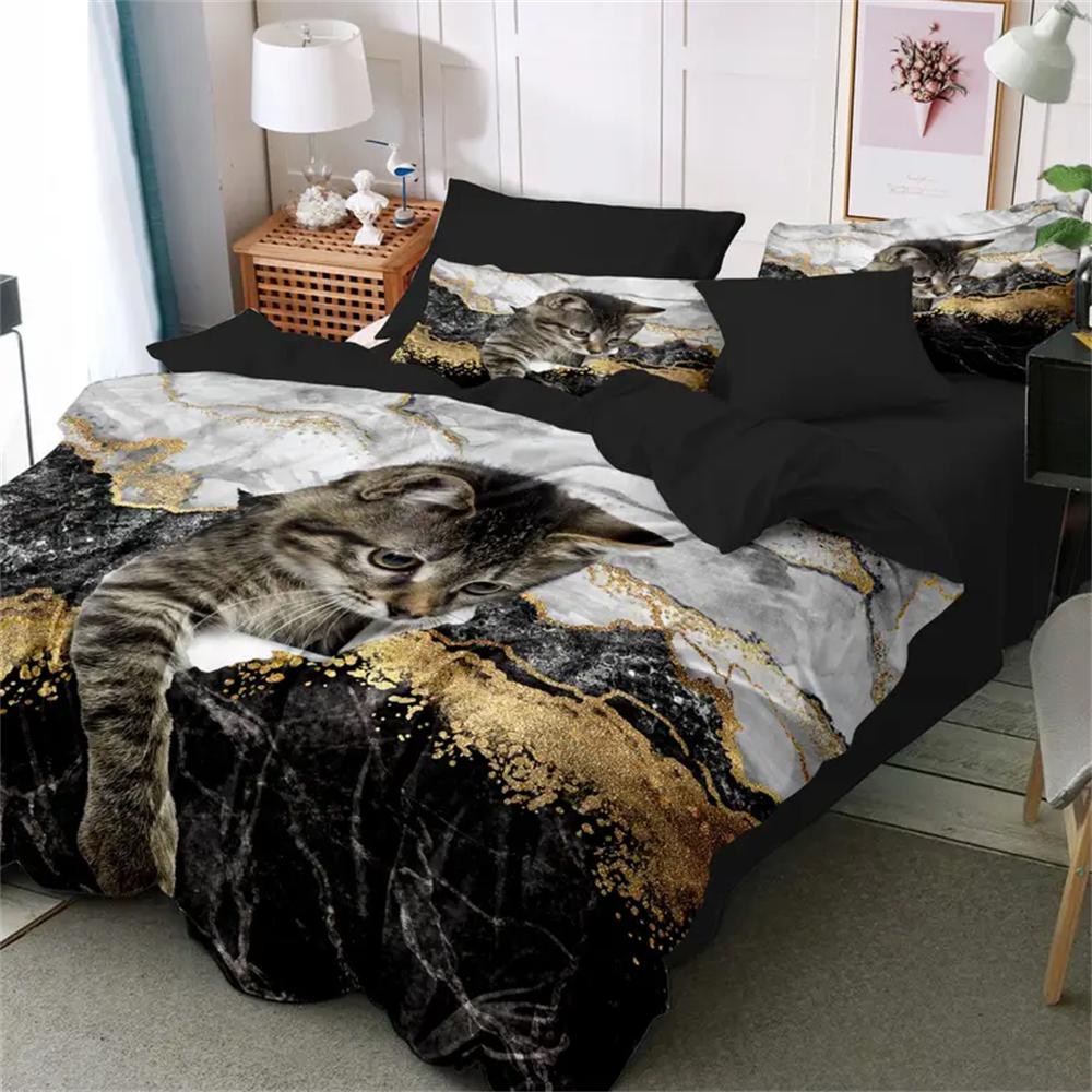 Комплект пододеяльников Whimsical Cat Lover's Duvet Set - Мягкое, дышащее и удобное постельное белье с рисунком в виде кошки и 3D-животных