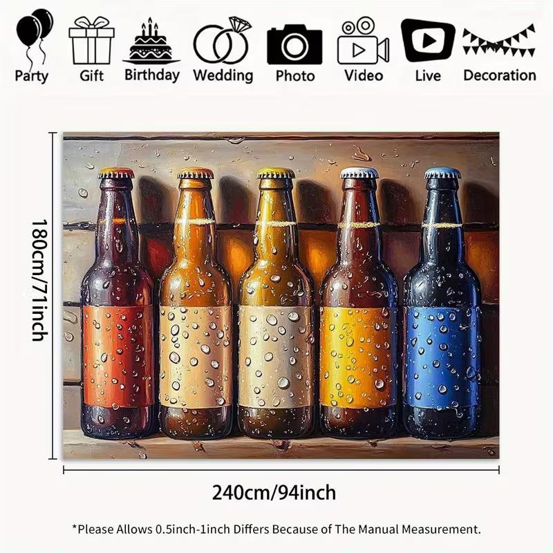 2D Vintage Beer Bottles Backdrop Oil Painting Bar Scene Studio Photography Background