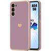 Protective Case - Booling - for Samsung Galaxy A54 5G - Hybrid Silicone - Golden Heart Pattern - Purple