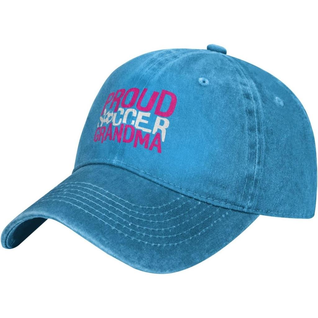 Proud Soccer Grandma Graphic Washed Baseball Cap Casual Cotton Adjustable Hat for Adults