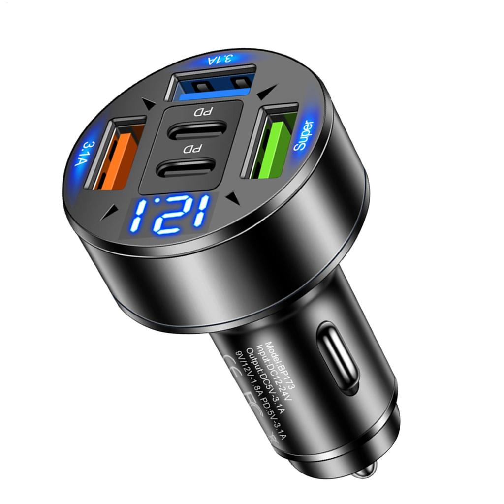 Быстрое автомобильное зарядное устройство с несколькими портами 3USB2PD, автомобильное зарядное устройство Type C Pd, сверхбыстрая зарядка, адаптер-розетка для мобильного телефона в автомобиле для семьи
