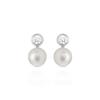 Luxenter Boucles D'oreilles En Argent 925 Avec Perle Blanche Finition En Rhodiée Hauteur 14,5 Mm - Essential