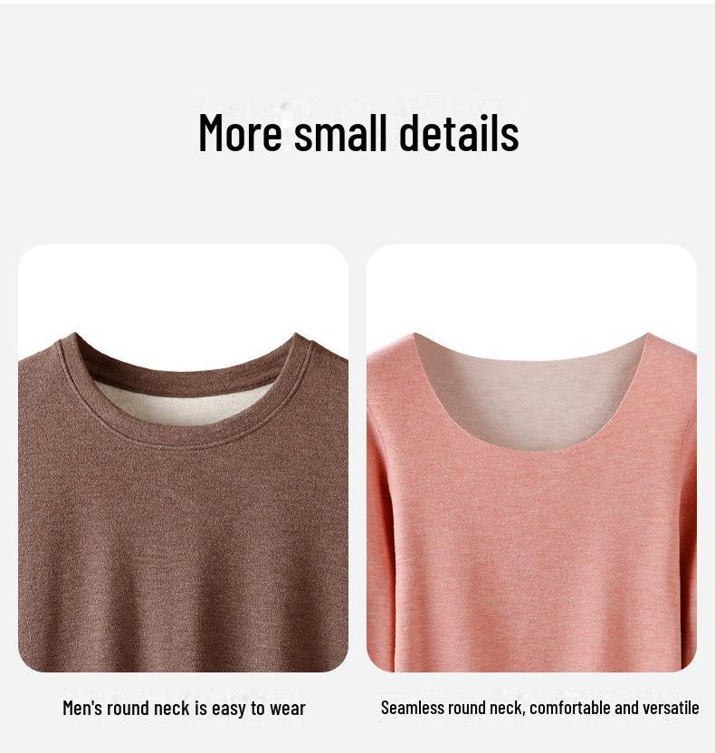 Комплект нижнего белья из термошерсти и шелка с круглым вырезом и бархатом на осень/зиму