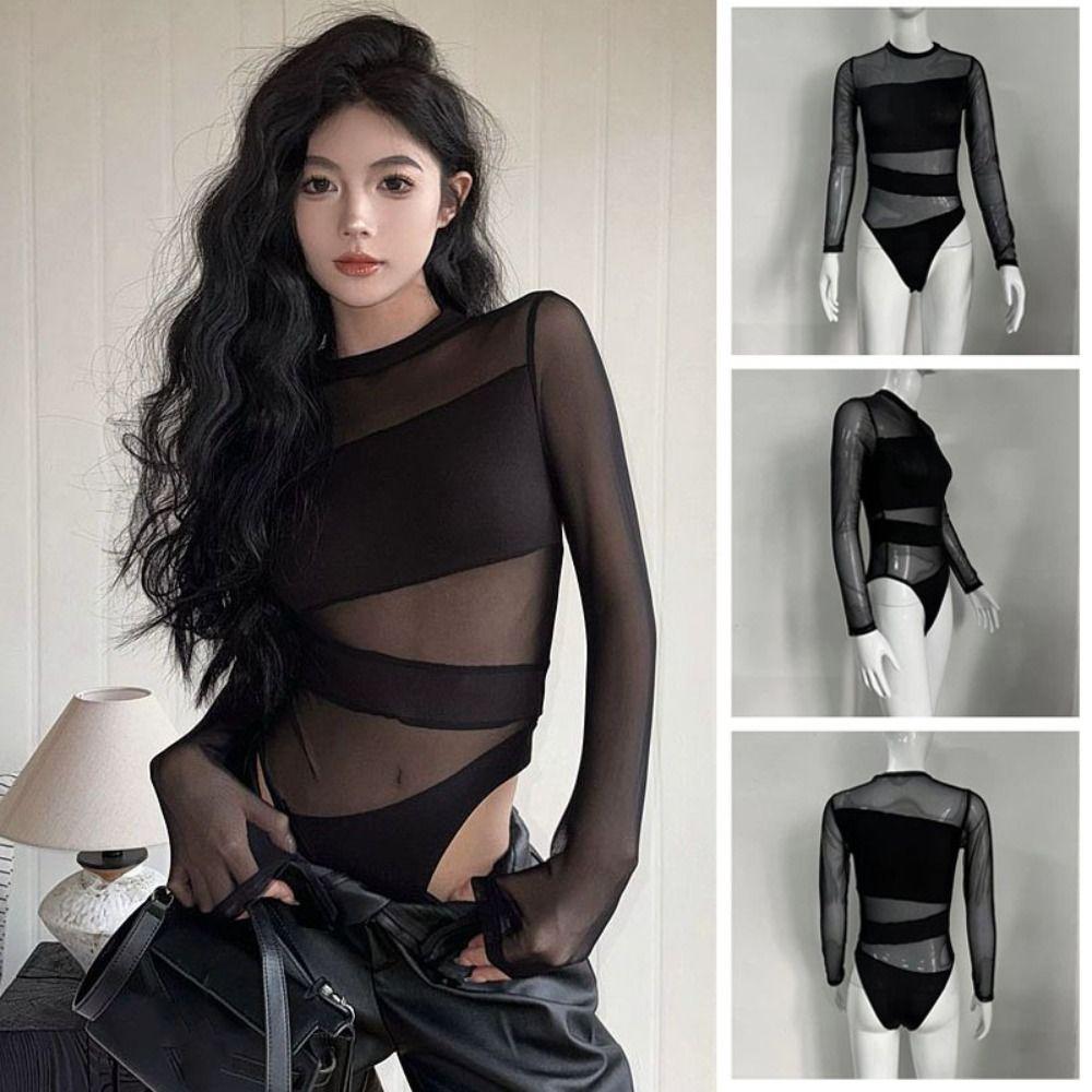 Transparent Long Sleeve Lace Jumpsuit Seamless Slim Fit Bodysuit INS Underwear for Women Gifts