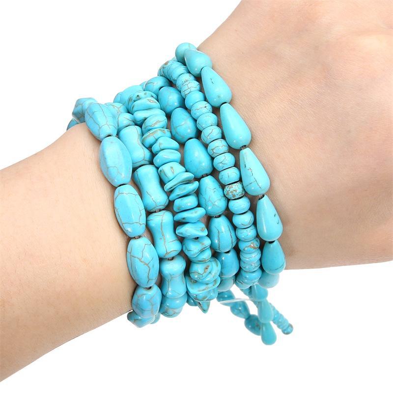 Synthetic Blue Turquoise DIY Jewelry Twisted and Special-Shaped Beads with Abacus and Animal Spacer Styles