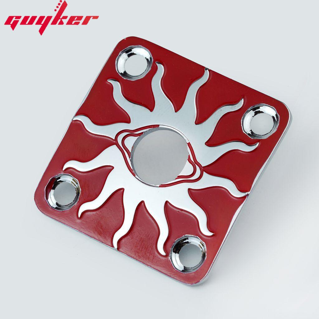 1 Piece Square Curved Stainless Steel Jack Plate Surface Pattern For Electric Guitar Bass