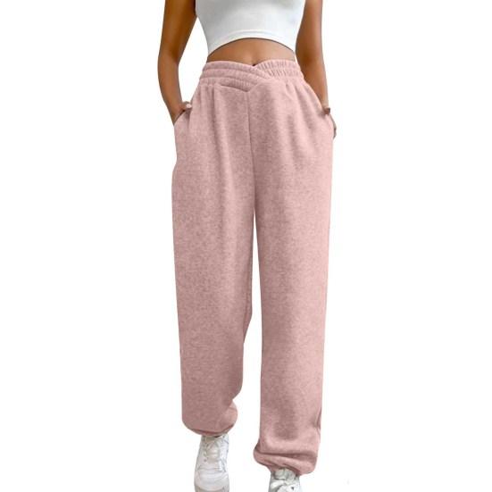 Женские спортивные штаны с высокой талией, свободные спортивные штаны с карманами, кроссоверы, спортивные штаны, удобные брюки для тренировок