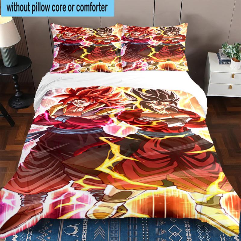 3PCS Goku Anime 3pcs Bedding,Including 3PCS Duvet Cover And 2pcs Pillowcases Perfect for Christmas,Ideal for Bedroom, Dormitory