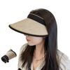 Straw Sun Visor for UV Sun Wide Small Face Mountain Windproof Number Women, Protection, Hat, Brim, Foldable, Outdoor, Effect, Golf, Tennis,
