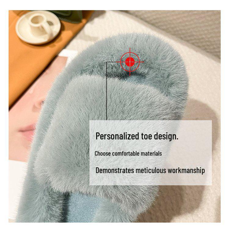 Женские меховые тапочки большого размера 42 - теплые уличные модные слипоны на осень и зиму