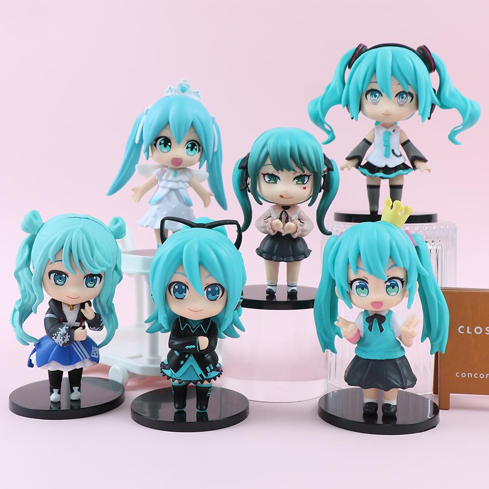 6Pcs/Set Anime Blind Box Hatsune Miku Figure Mini Character Ornaments Kawai Table Decoration For Home Adult Toy Child Gift