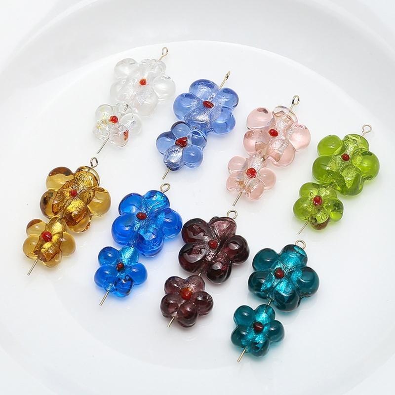 Popular Coloured Glaze Color Flower DIY Accessories Sweet Pendants DIY Handmade Bracelet Necklace Earrings Materials