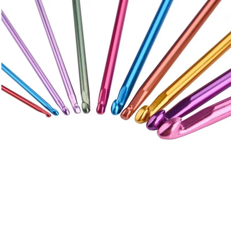 Мода 11 Размер Тунисские Афганские Крючки Для Вязания Многоцветные Алюминиевые Спицы Крючок Многоцветный 2 - 8 мм