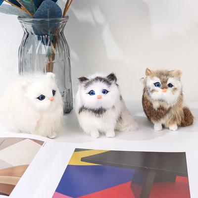 Моделирование мини-кошки, милые плюшевые кошки со звуком, детские подарки на день рождения, креативные украшения с имитацией кошек, товары для украшения дома