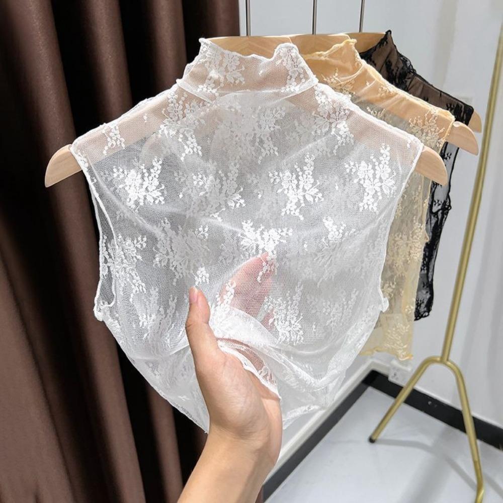 Fashion Lace Floral Fake Collar Detachable White Black Blouse Shirt Removable Collar Slim Gauzy False Collar Women