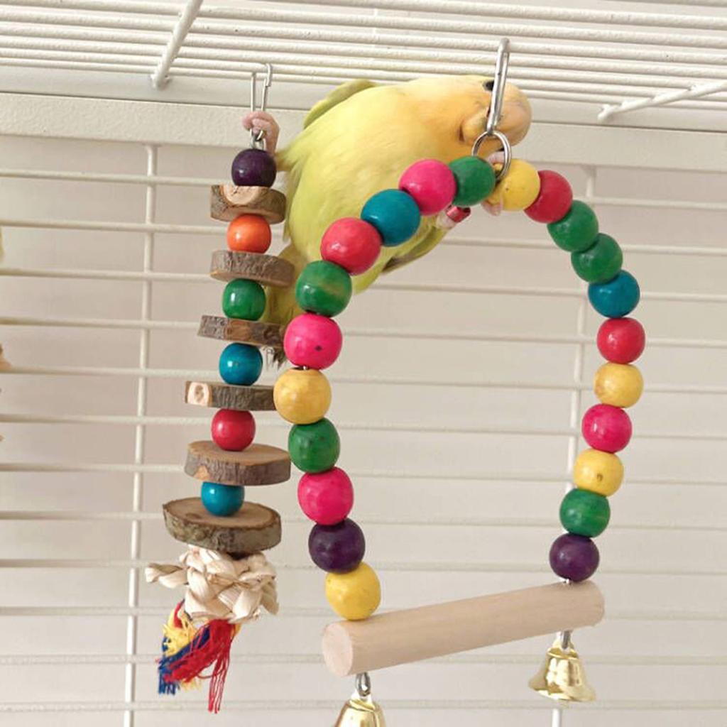 Клетка для попугаев, лестница, качели, деревянные качели, игрушка из ротанга, стоячие принадлежности, обучающие мосту, стоячие принадлежности для попугаев