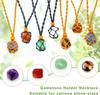 Empty Meditation Stone Holder Necklace Handmade Braided Fish Netted Quartz Crystal Healing Stone Pendant Indians Amulets Jewelry