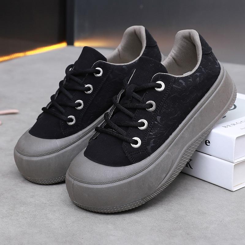 Повседневная обувь на платформе для женщин Легкие кроссовки из искусственной кожи Теннисные туфли на шнуровке Удобная обувь для ходьбы Женские нескользящие дышащие низкие туфли